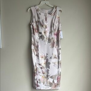 Enfocus Studio sleeveless boat-neck floral print midi dress size 8 NWT